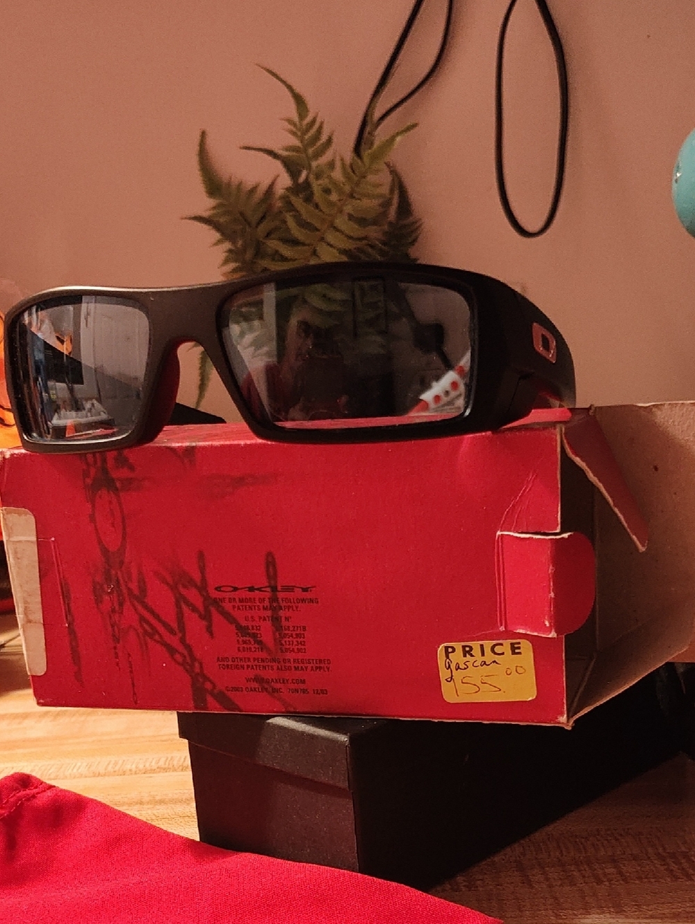Oakley Matte Black GASCAN Sunglasses w Custom Blue Lens Pink Logo NEW USA